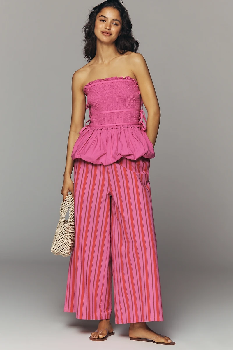 Maeve Cotton Smocked Bubble Hem Top