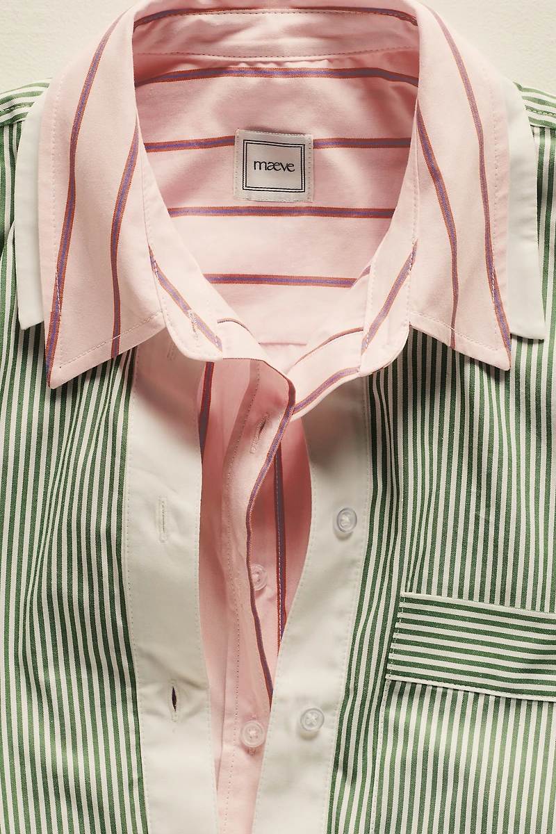Maeve Cotton Crop Buttondown Shirt