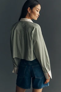 Maeve Cotton Crop Buttondown Shirt