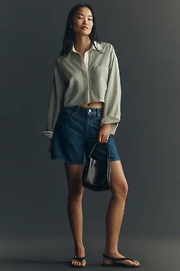 Maeve Cotton Crop Buttondown Shirt