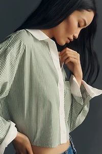 Maeve Cotton Crop Buttondown Shirt