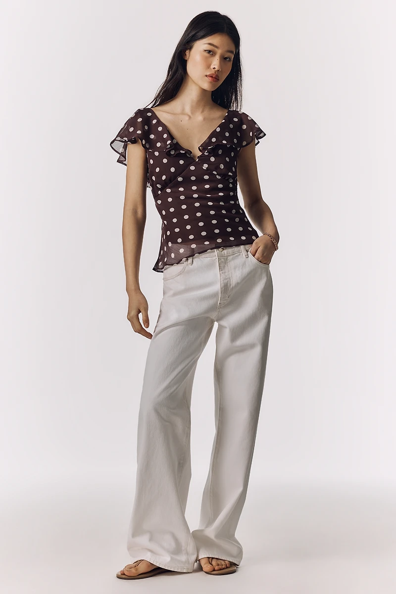 Maeve Sheer Flutter-Sleeve Top