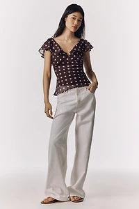 Maeve Sheer Flutter-Sleeve Top