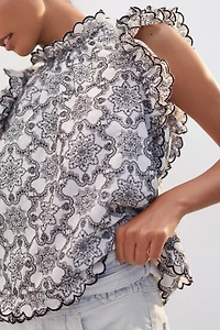 Abstract Ruffled Blouse