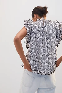 Abstract Ruffled Blouse
