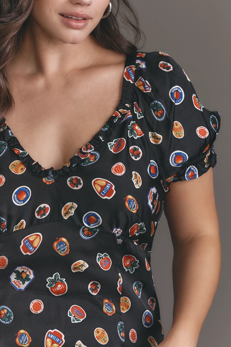 Maeve Puff-Sleeve Popover Blouse