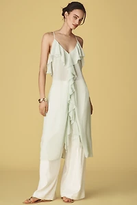 By Anthropologie Ruffled Cross-Back Long Tank