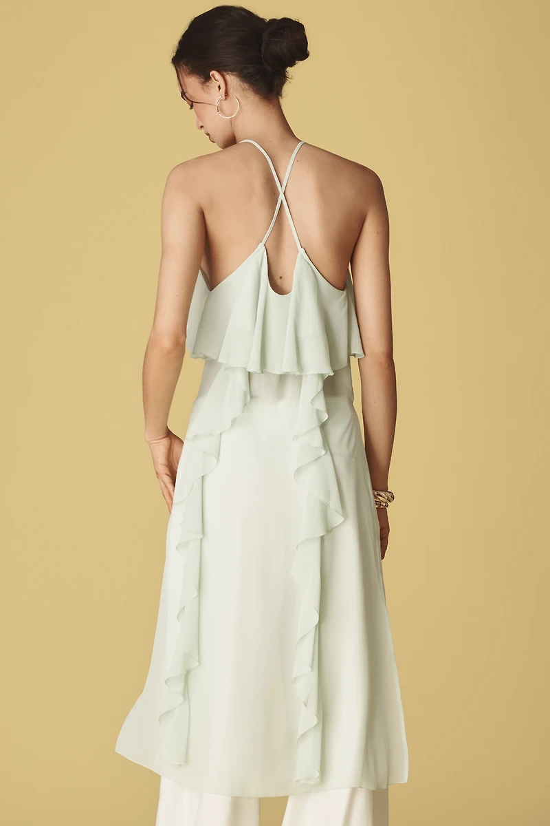 By Anthropologie Ruffled Cross-Back Long Tank