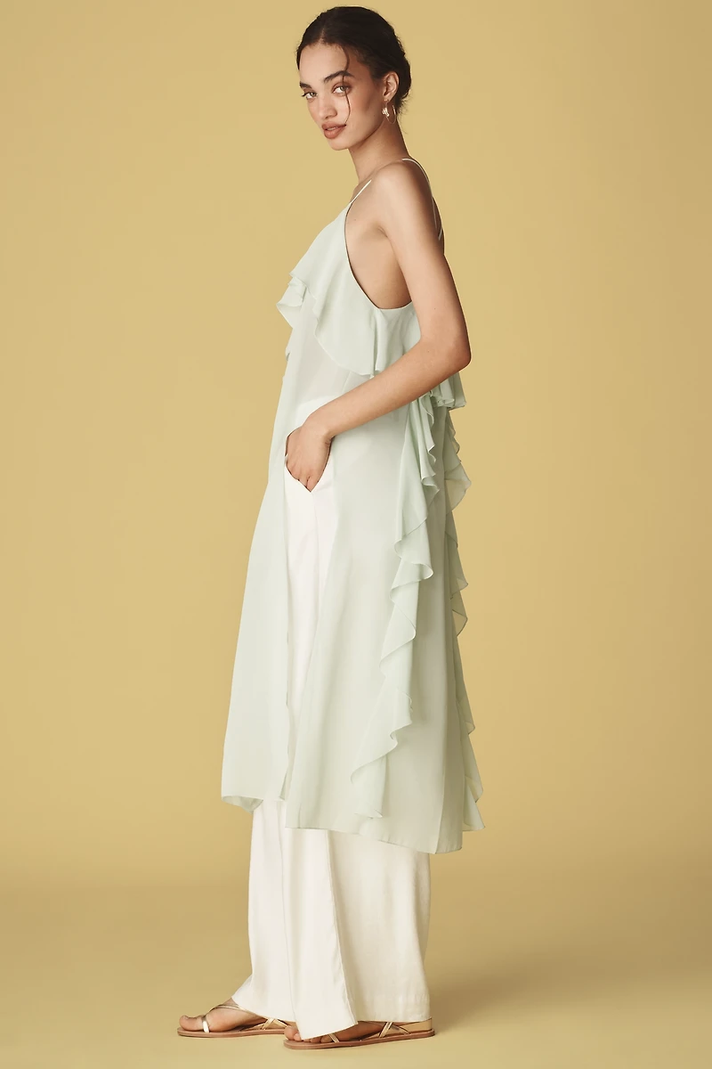 By Anthropologie Ruffled Cross-Back Long Tank