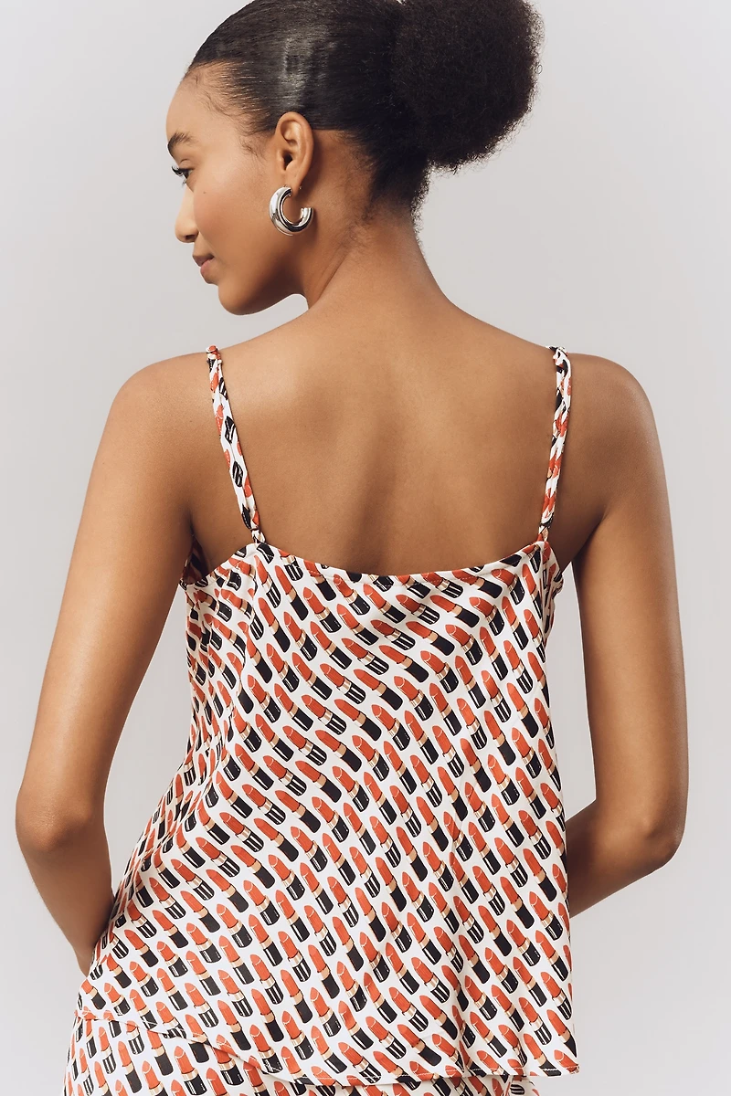 By Anthropologie Silky Cowl-Neck Tank Top