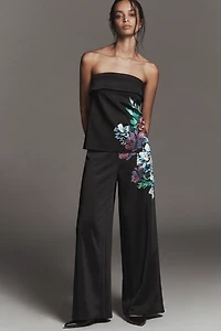 By Anthropologie Strapless Printed Satin Top
