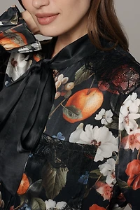 Maeve Long-Sleeve Silky Tie-Neck Blouse
