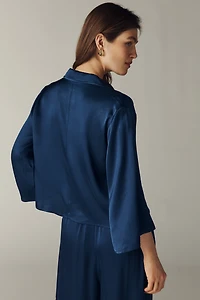 Maeve Long-Sleeve Silky Tie-Front Top