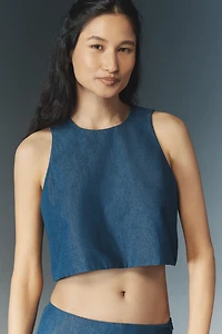 Mare Sleeveless Crop Denim Tank