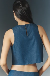 Mare Sleeveless Crop Denim Tank