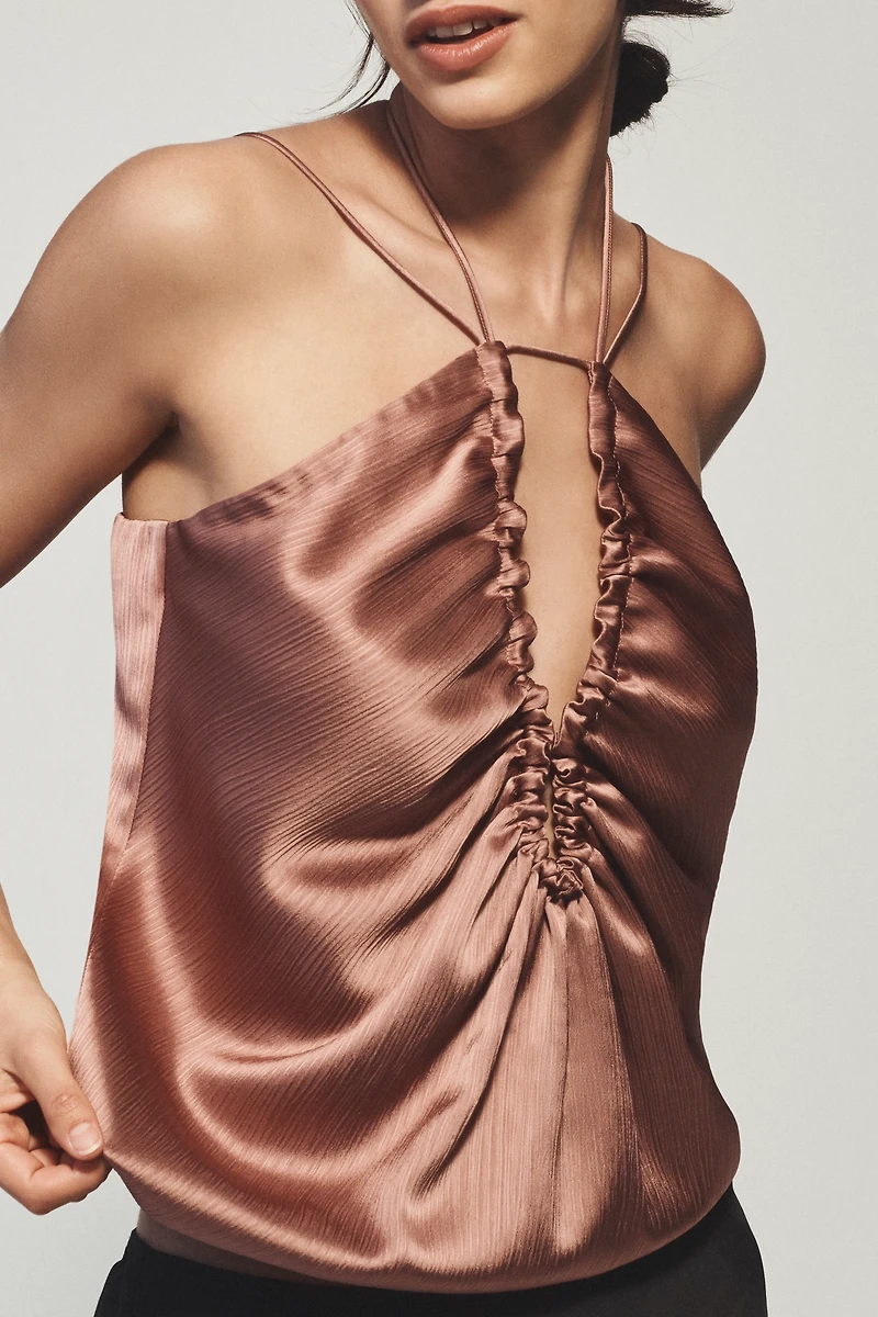 Mare Tie-Neck Keyhole Silky Tank