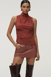 Mare Faux-Suede High-Neck Tank Top