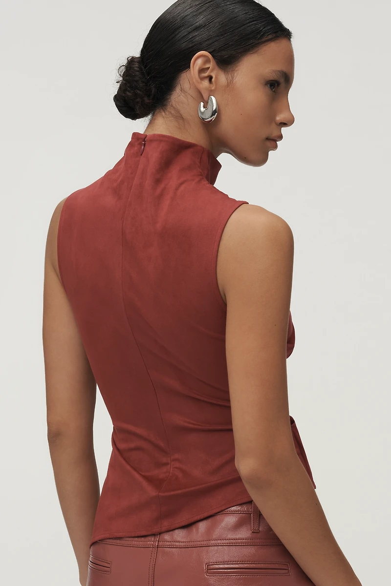 Mare Faux-Suede High-Neck Tank Top