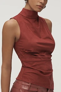 Mare Faux-Suede High-Neck Tank Top
