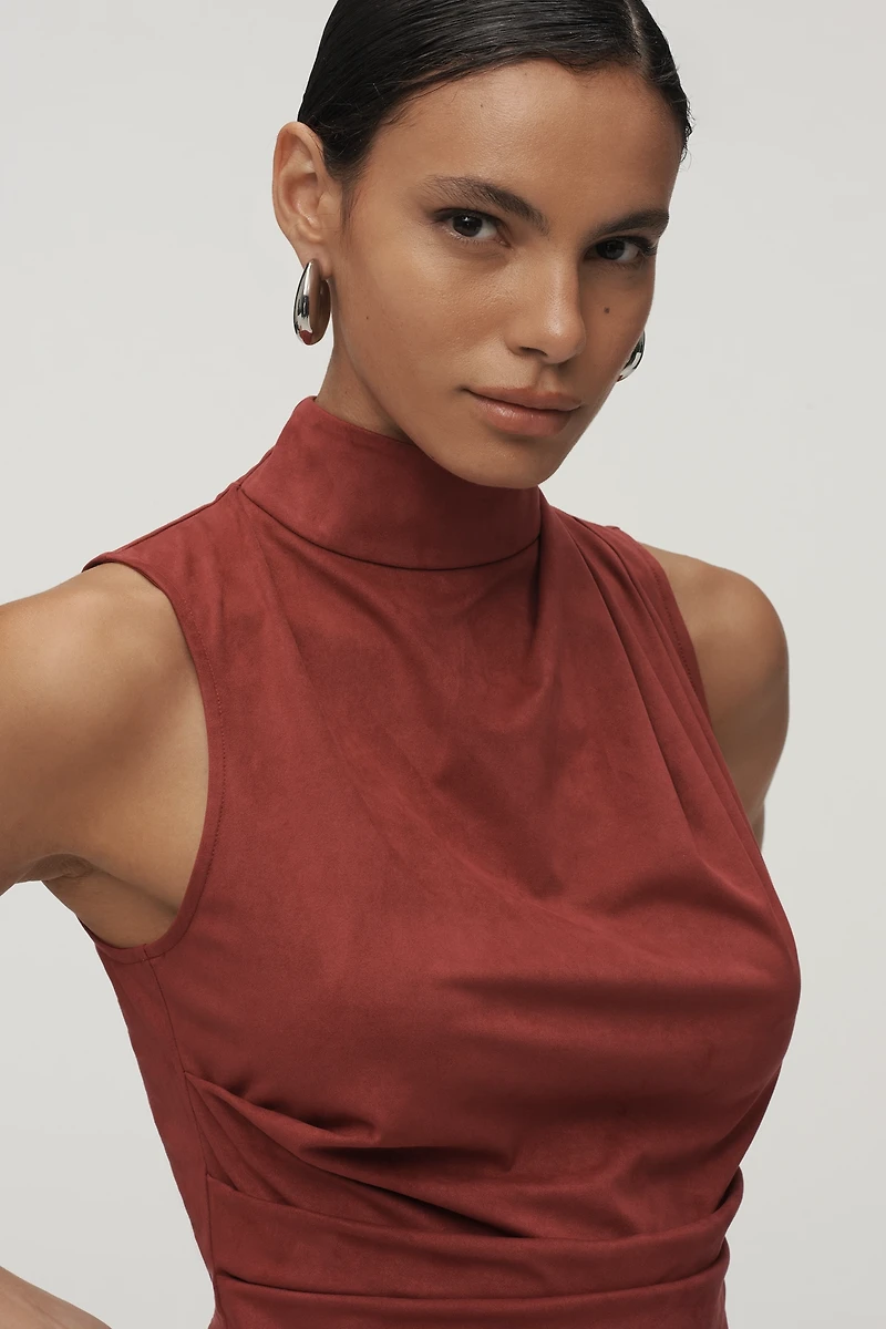 Mare Faux-Suede High-Neck Tank Top