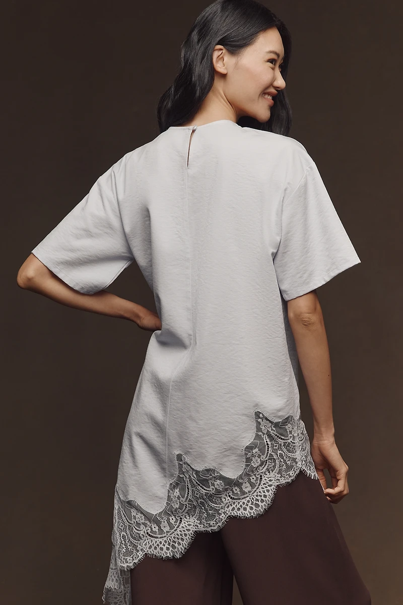 Mare Asymmetric Lace Top