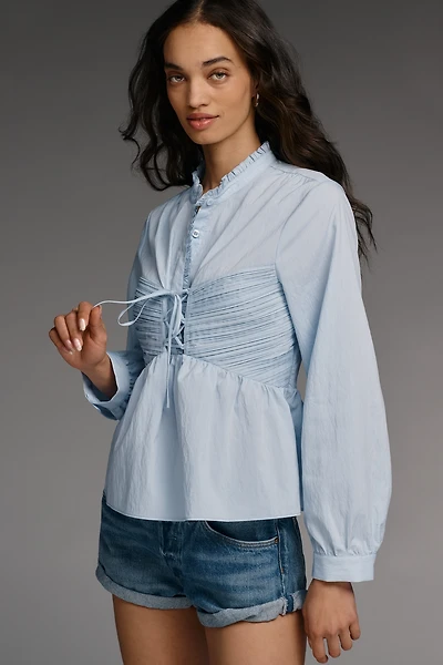 Mare Long-Sleeve Cinched Front Top
