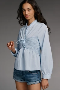 Mare Long-Sleeve Cinched Front Top