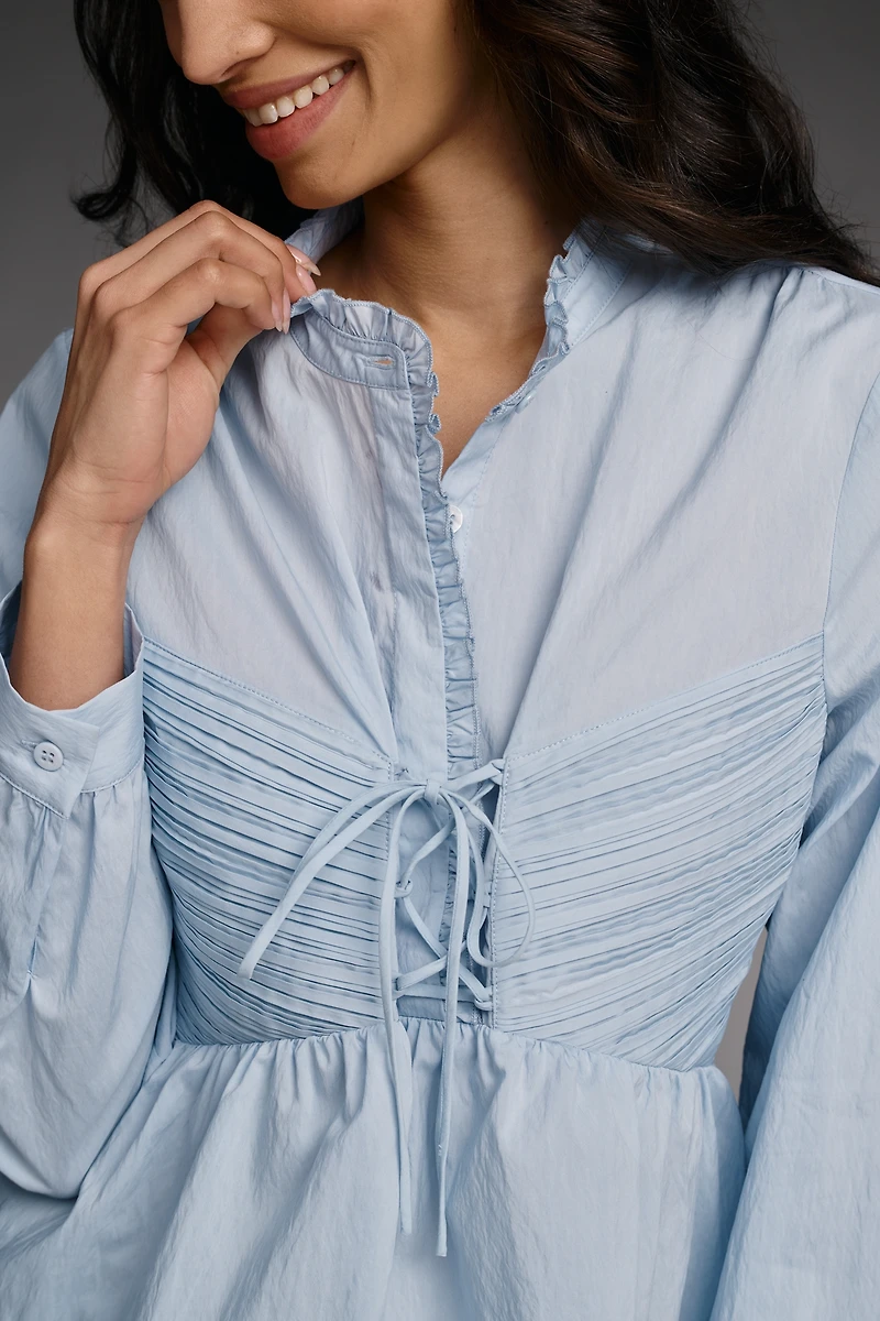 Mare Long-Sleeve Cinched Front Top