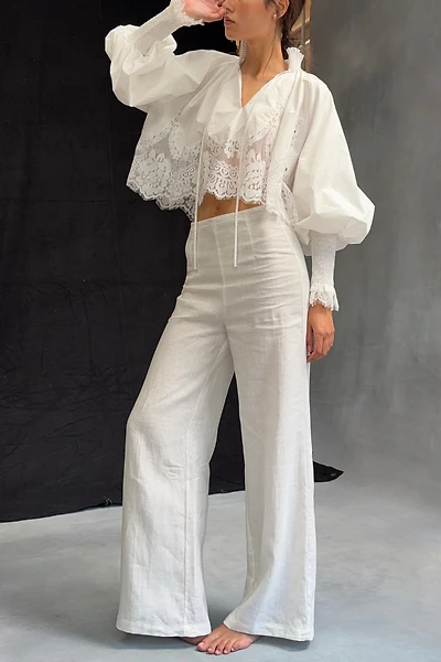 Mare Mare Lace Inset Long-Sleeve Blouse