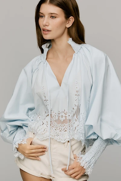 Mare Lace Inset Long-Sleeve Blouse