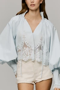 Mare Lace Inset Long-Sleeve Blouse
