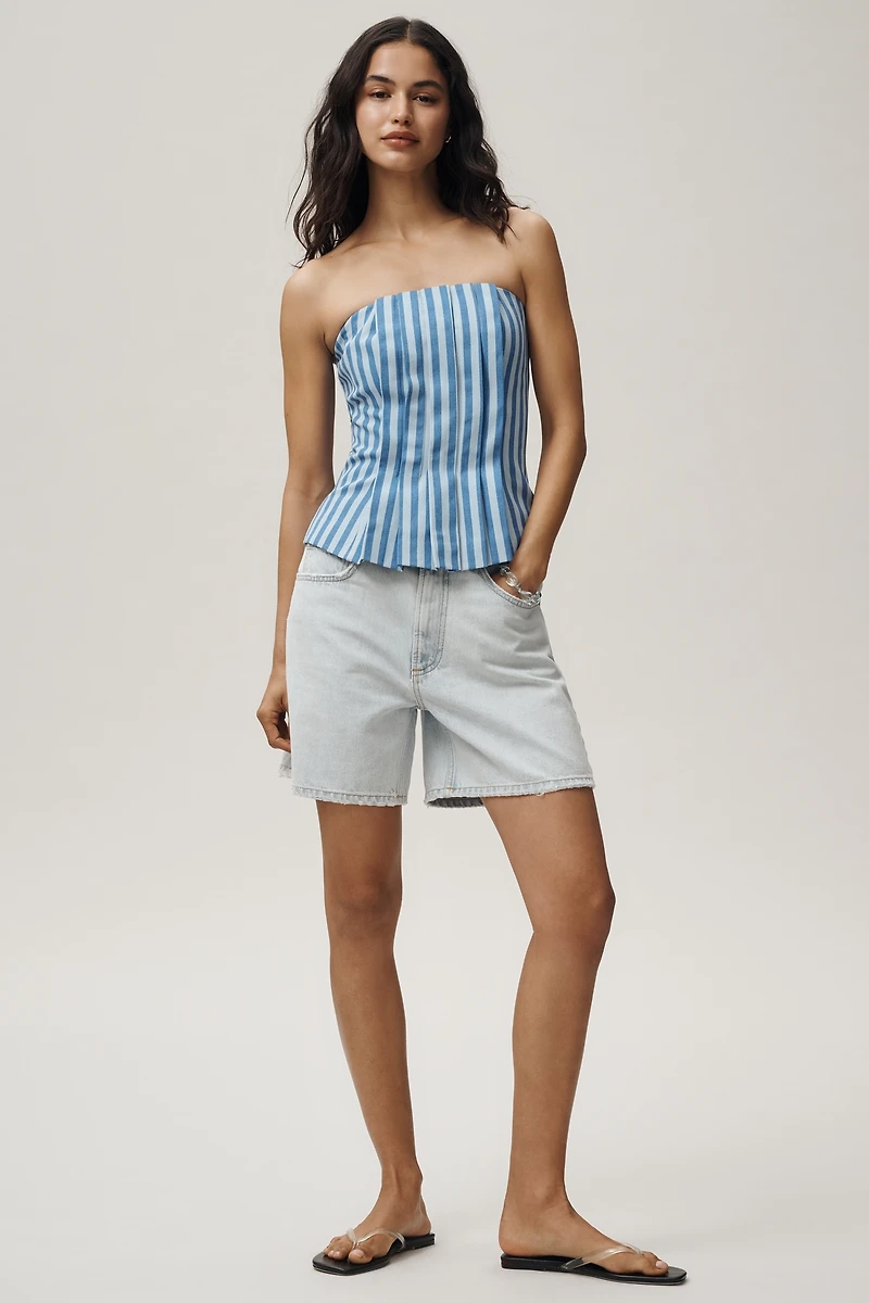 Mare Cotton Strapless Pleated Top