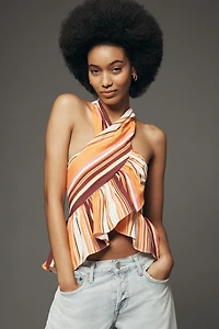 Mare Ruffle Cross-Neck Halter Tank