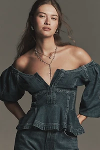 Pilcro Puff-Sleeve Peplum Blouse