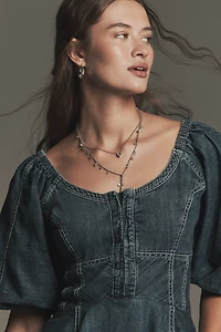 Pilcro Puff-Sleeve Peplum Blouse