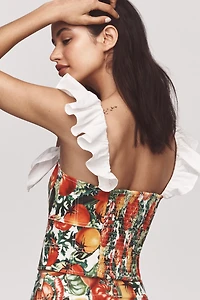 Maeve Flutter-Sleeve Crop Blouse