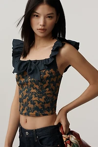 Maeve Flutter-Sleeve Crop Blouse