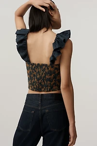 Maeve Flutter-Sleeve Crop Blouse