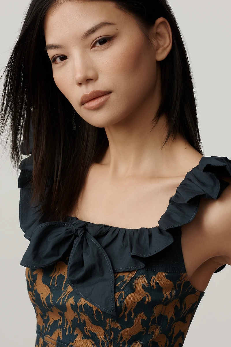 Maeve Flutter-Sleeve Crop Blouse