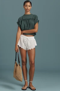 Pilcro Puff-Sleeve Cotton Crop Top