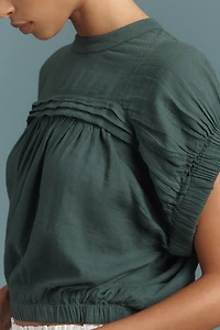 Pilcro Puff-Sleeve Cotton Crop Top