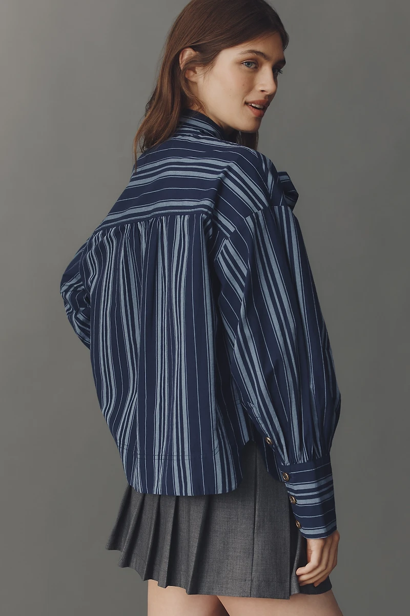 Maeve Tie-Neck Cotton Blouse