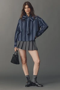 Maeve Tie-Neck Cotton Blouse