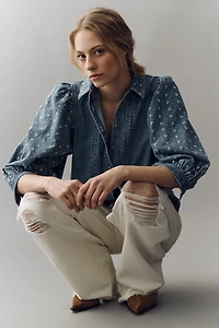 The Bella Femme Denim Buttondown Top by Pilcro