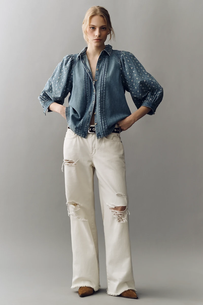 The Bella Femme Denim Buttondown Top by Pilcro