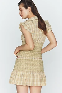 Maeve Smocked Short-Sleeve Waisted Top