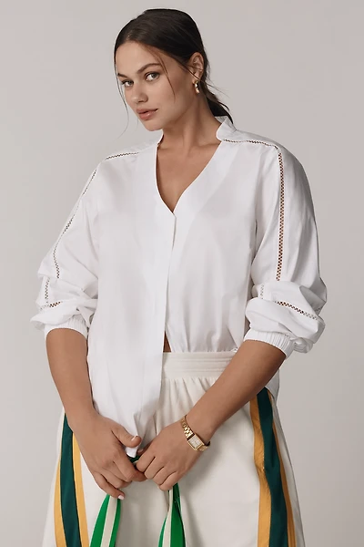 Universal Standard Plus Cotton Poplin V-Neck Blouse