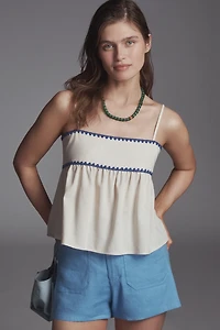 En Saison Donatella Cotton Linen Tank Top
