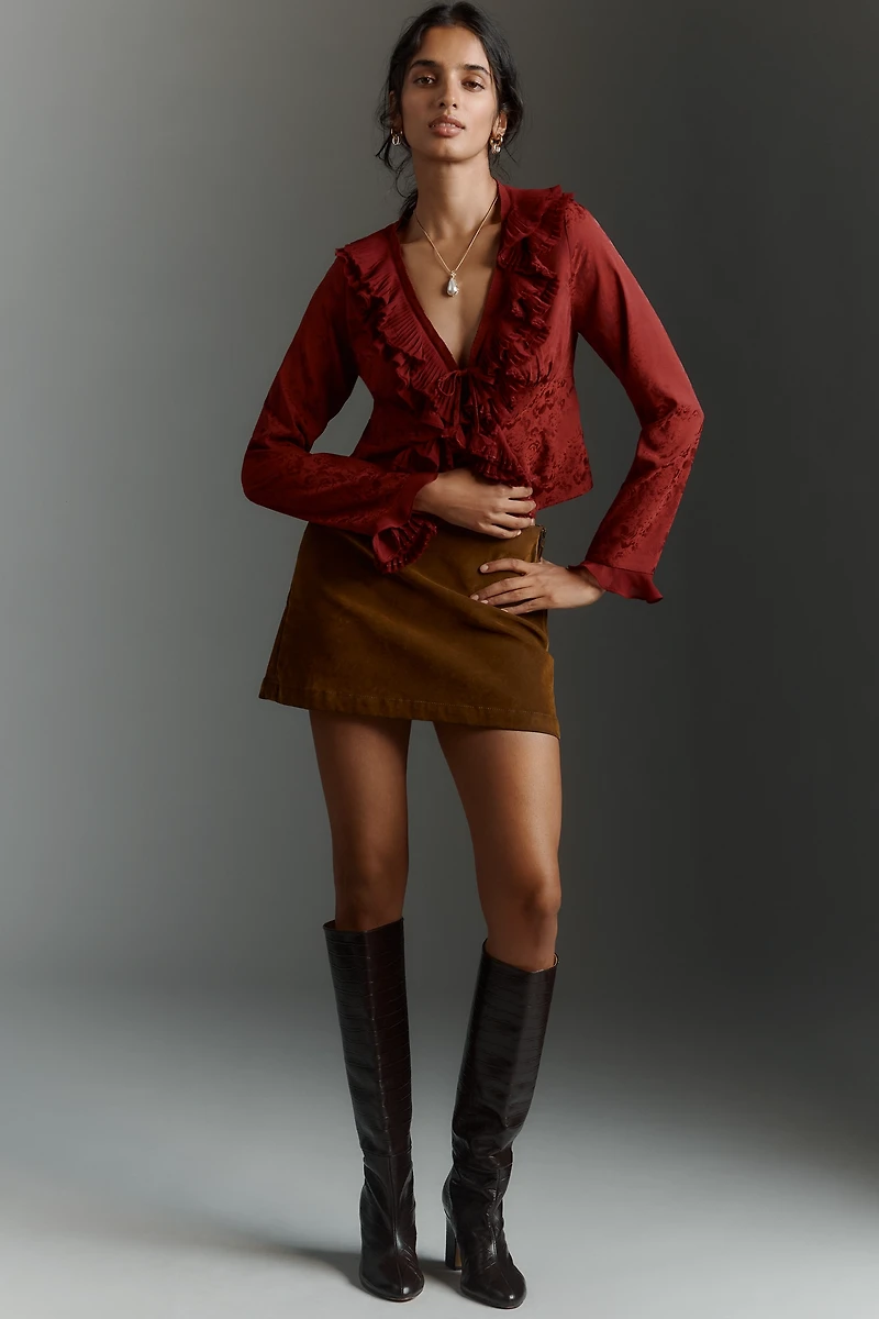 En Saison Annalis Long-Sleeve Ruffled Blouse