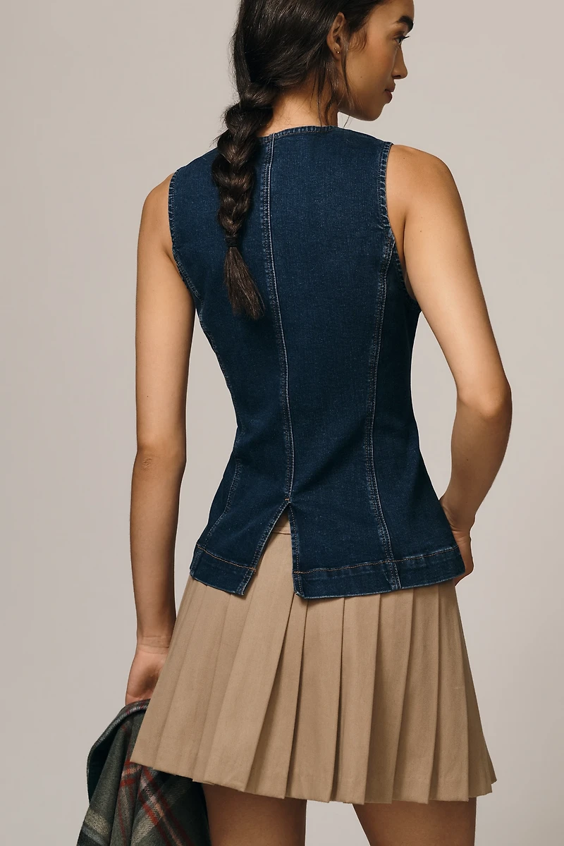 Maeve Crew-Neck Denim Vest